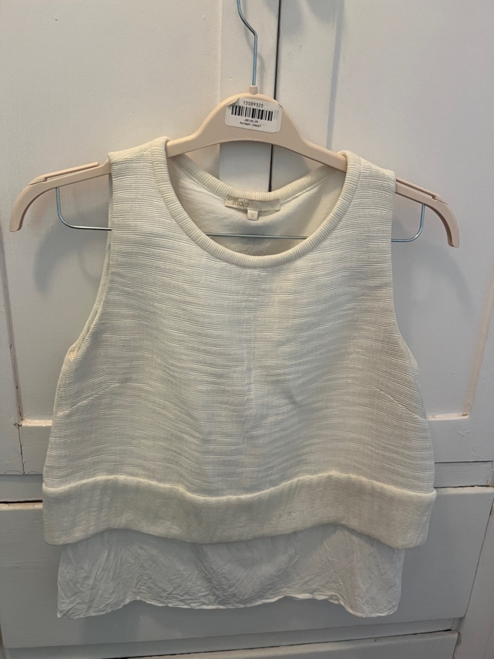 Maje Layered Textured White Sleeveless Tank